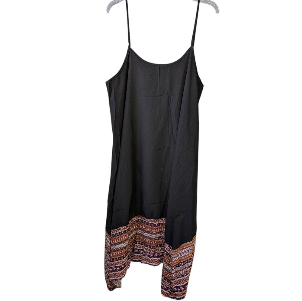 Black Spaghetti Strap Boho Asymmetrical Dress 1X